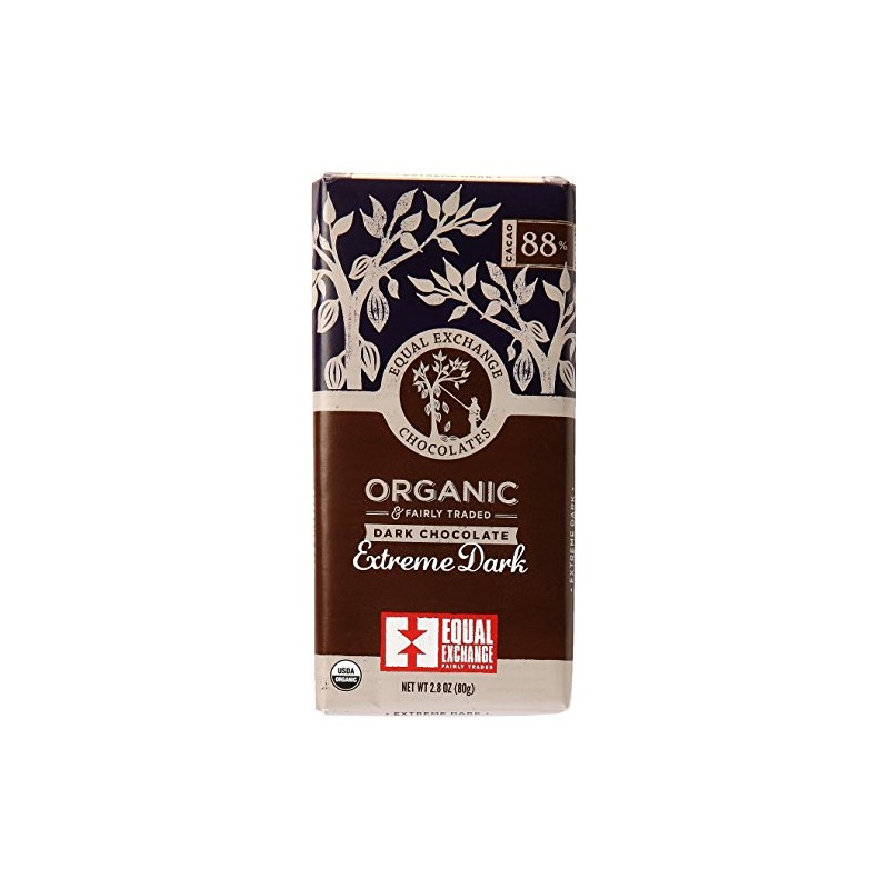 Equal Exchange Organic Chocolate Bar, Extreme Dark, 12 Count