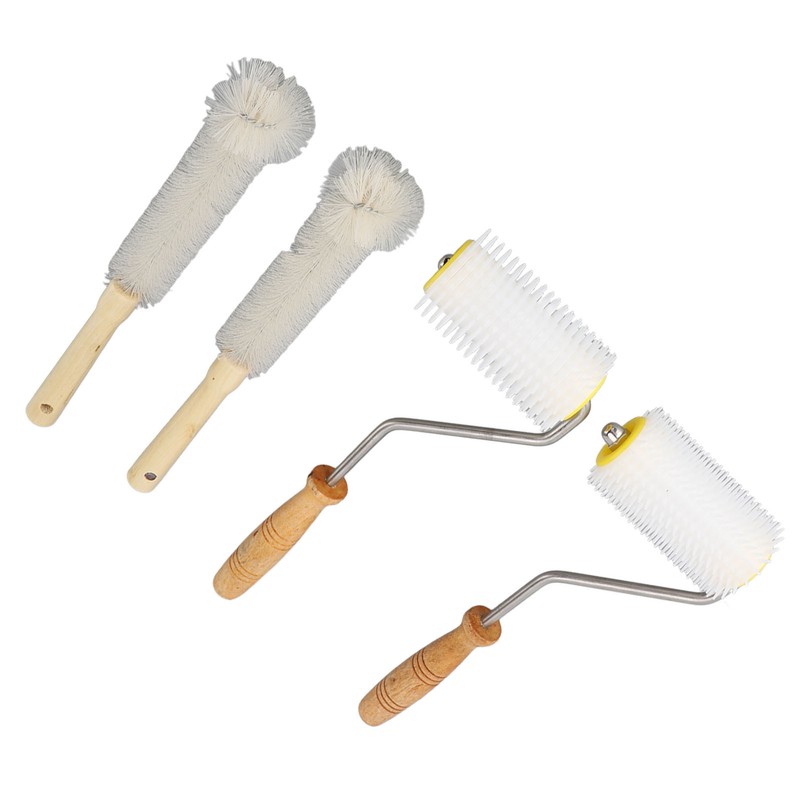 4PCS Honey Extractor Uncapping Needle Roller Wood Handle Honey Uncapper