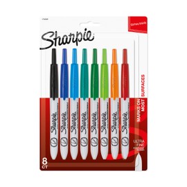 Sharpie 1742025 Retractable Permanent Markers, Ultra Fine Point, Assorted Colors, 8-Count