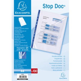 Exacompta 5870E Pack of 100 Premium PP Plastic Document Wallets for DIN A4 Transparent Transparent Top and Side Open Transparent Film Plastic Cover Transparent Cover Ideal for Folders and Ring Binders