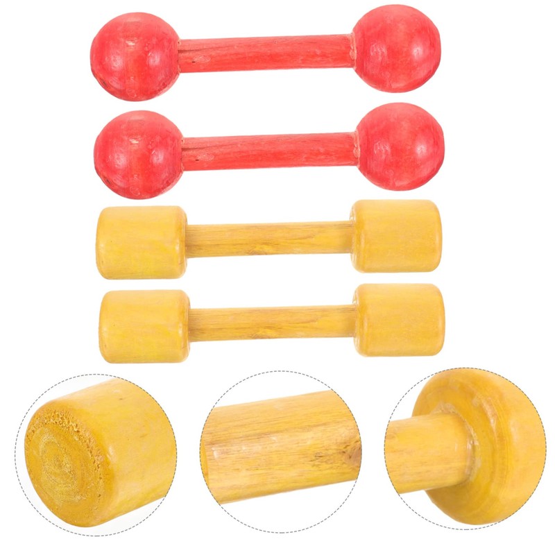 Gogogmee 2-Pair Wooden Kids Exercise Dumbbells Small Hand Weights for