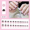 Black French Tip Press on Nails with Pink Design Fake