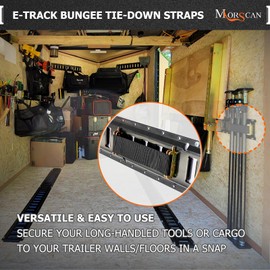 MorScan 8 Pack E-Track Bungee Tie-Down Straps, 5",8",13",12"-22" Length Adjustable Black Bungee Straps, Secure Tools/Cargo to Walls for Trucks, Enclosed Trailers, Vans, Warehouses, Garages, Workshops