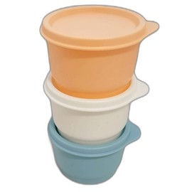 Tupperware SET (3) Kühlschrank Uno 120 ml bunt orange weiß blau Dose Vorrat Frischhaltedose Julchen