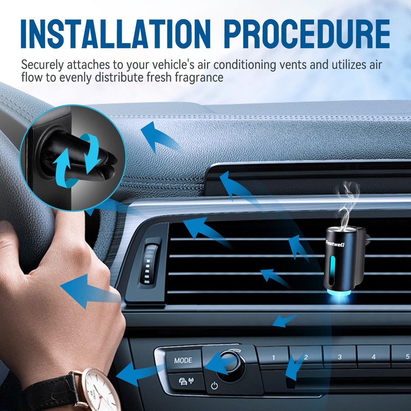 Featwell Car Air Freshener, Three Adjustable Modes Intelligent Car Aroma