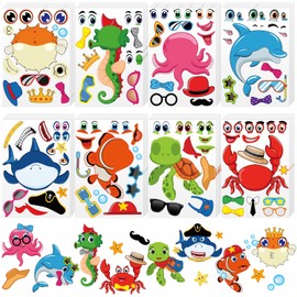 Sinmoe 48 Sheets Ocean Stickers for Kids Make a Face Summer Sea Animals Stickers Under The Sea Beach Party Favors Decorations for Kid Student Teacher Classroom Birthday Activities Back to School Gifts