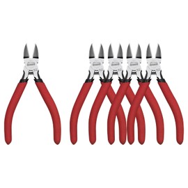 Wire Cutters 5 Pack, 5 Inch Wire Cutters Set, HOUSERAN Side Cutters Flush Cut Pliers, Spring Loaded Cutting Pliers with Non-slip Red Handle, Dikes Wire Cutters Snips for Model Kits, Crafting, Zip Ties