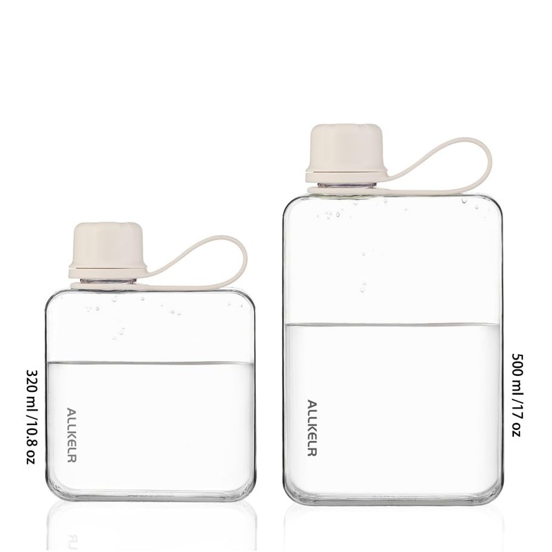ALLKELR Portable Flat Water Bottle,BPA Free Reusable Tritan Plastic Travel