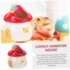 WOONEKY Cooling Ceramic Hamster Nest Mushroom Shape Pet Sleeping House