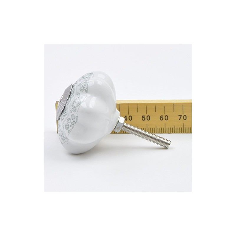 Grey Detailed Floral Pattern Ceramic Knob, Pull, Handle, for Cupboards,