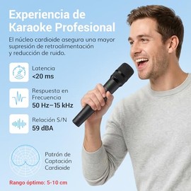 TONOR Microfonos Dinámicos Inalámbricos Recargables, Sistema Micrófonos de Mano con Receptor para Karaoke, Canto, Fiestas en Casa, Cumpleaños, Discurs
