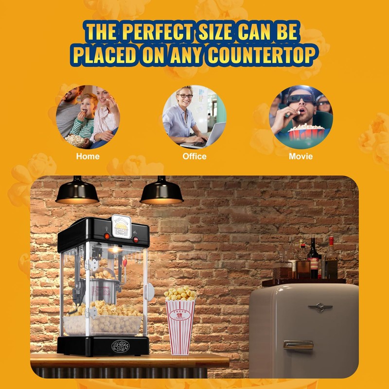VEVOR Popcorn Maker, 300W Popcorn Popper Machine, 2.5 Oz Kettle