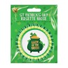 St Patricks Day - Green/White Rosette BADGE Irish Badge Shamrock