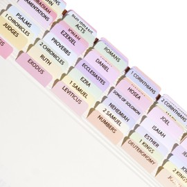 Idyllic Grace - Bible Tabs, Gold Foil Lettering, Bible Study Tool, Bible Journaling, Old and New Testament, Christian, Catholic, Apocrypha, Indexing, 90 Tabs, Glossy Laminated, Durable - Let Him Shine