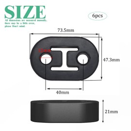 GZLCEU Pack of 6 Car Exhaust Hangers, Rubber Exhaust Hanger 2 Hole 12 mm Holder Universal for Cars Exhaust Pipe Silencer (73.5 x 47.3 x 21 mm)