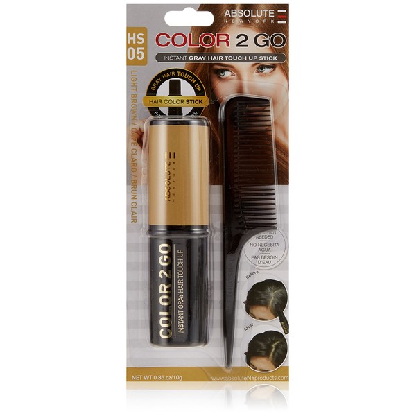 Nicka K Color 2 Go Instant Gray Hair Touch Up 0.53 Oz"Free Starry Lipgloss 10 Ml" (HS 05 Light Brown)