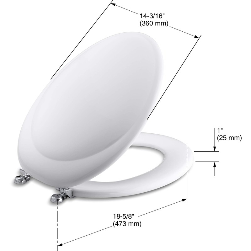 KOHLER K-4615 Revival Elongated Toilet Seat with Polished Chrome Hinges,
