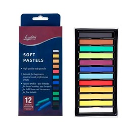 Set de 12 Gises Soft Pastels Profesionales, Pasteles Suaves de Perfil Cuadrado para Dibujo y Bocetos, Kit de Arte con Colores Vibrantes de Alta Pigmen