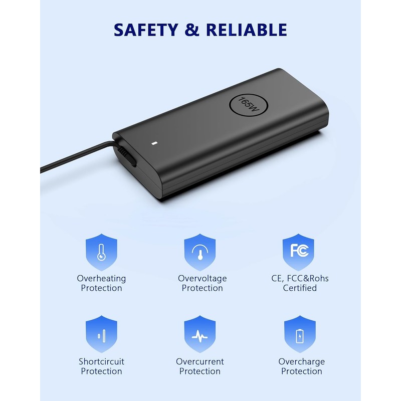 165W USB-c Laptop Charger for Dell Precision 5690,5680,5490,3580,3480 Latitude 7640,7340,5540