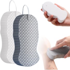 Esponja mágica exfoliante para baño, cepillo corporal reutilizable suave con la piel para hombre y mujer，Blanco + Gris