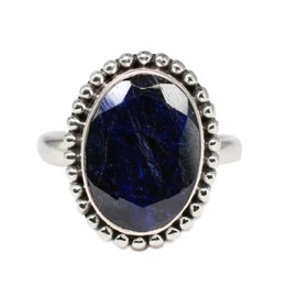 Meadows 925 Sterling Silver Blue Sapphire Gemstone Ring Size 7 US Ring Jewelry Crystalcraftindia, stone, Sapphire