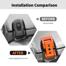 Hood Latches Hood Lock Catch Latches Kit Aluminum Alloy Stainless Steel for Jeep Wrangler JK JKU JL JLU & Gladiator JT 2007-2024,Orange
