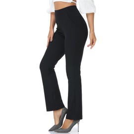 Agenlulu High Waisted Dress Pants for Women Bootcut Elastic Waist Pull On Black Work Slacks for Women Business Casual Trendy