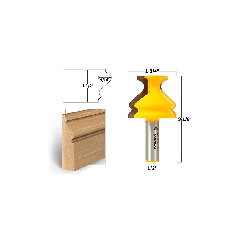 YONICO Router Bits Base Cap Molding 1-1/2-Inch 1/2-Inch Shank 16129