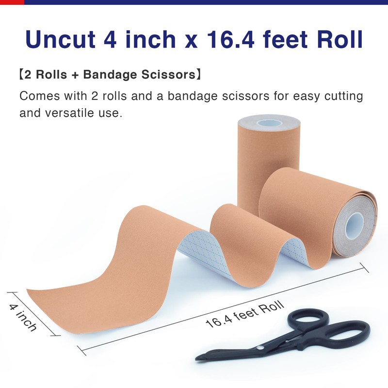 GALLOP Kinesiology Tape(2 Rolls) 4-inch Extra Wide, 16.4ft Each -
