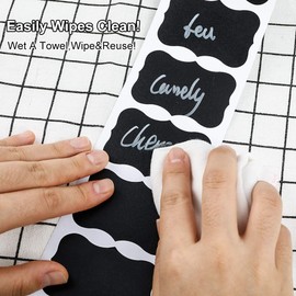 Cerolopy 150Pcs Waterproof Chalkboard Labels, Reusable Blackboard Stickers for Kitchen Organize with 1 White Chalk Pen,Removable Label Sticker on a Roll for Jars, Scrapbooking(Lace Shape)