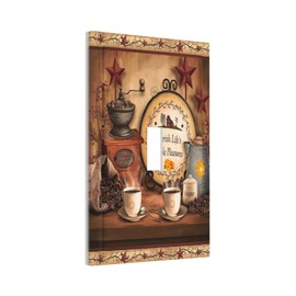 Farmhouse Coffee Primitive Coffee Bean Kitchen Single Toggle Light Switch Plate 1 Gang Decorative Wall Plate Cover Electrical Switchplate Faceplate for Bedroom Room Decorate