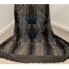 wowfabric4less123 Black Gold Embroidery 4way stretch sequin Lace fabric 50”