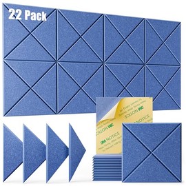 22 Pack Acoustic Panels Sound Absorbing,Sound Proof Foam Panels for Walls,High Density Soundproof Wall Panels Peel and Stick,Self-Adhesive Sound Dampening Panels 12" X 12" X 0.4"-Sky Blue