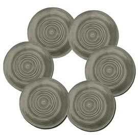 Youyi Round Braided Placemats Set of 6, 15 Inch Place Mats Washable Heat Stain Resistant Resistant Non-Slip Modern Farmhouse Table Mats for Kitchen Decor, Light Gray
