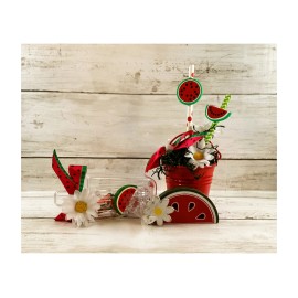 Agape Gifts Designs AGD Summer Decor - Watermelon Theme Popsicle Flower Pail Display