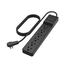 Belkin Belkin Surge Protector Power Strip with 6 AC Outlets, 6ft/1.8M Long Heavy-Duty Extension Cord, & 360-Degree Rotating AC Plug for Conference Rooms, Computer Desktops, & More - 600 Joules of Protection