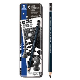 STAEDTLER Mars Lumograph Pencil Black Metal Case Pack of 6