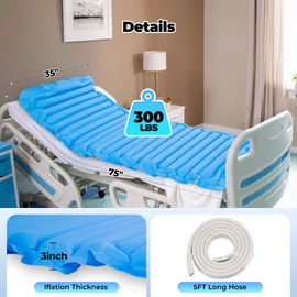 Careboda Alternating Air Pressure Mattress Pad, Mattress Topper with 10-Level Pump, Bed Sore Prevention Solution, Waterproof Pressure Mattress for Bed Sores for Hospital and Home