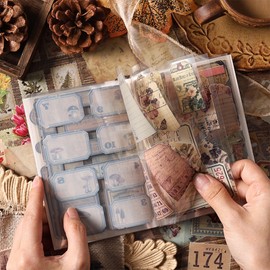 Junk Journal Stickers for Scrapbooking, 120Pcs Retro Flower Butterfly Nature Poem Stamp Letter Decorative Stickers for Scrapbook, DIY Crafts Album Phone Cases Laptops (Antique Manager)