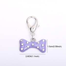 XKSRWE Bling Rhinestones Bone Charm Pendant Jewelry for Pet Dog Cat Puppy Necklace Collar Accessory (Purple)