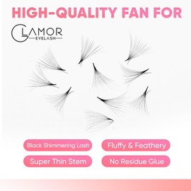 GLAMOREYELASH 750 Promade Fans Loose Mix, Natural Eyelashes Extensions 3D-16D, Handmade Individual Lashes 0.03/0.05/0.07mm Thickness, C CC D, 8-16mm Length for Fluffy Eyelash Cluster (5D-0.07-D, 14-15-16mm)