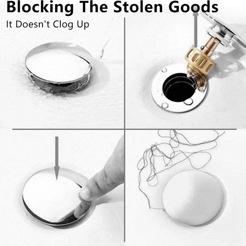 2PCS Basin Waste Easy Pop Up Bathroom Sink Push Button