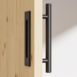 CCJH 9”/24cm Sliding Barn Door Handle Hardware, Pull Flush Door Handle, Black…