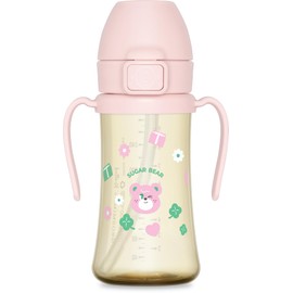 GROSMIMI x KNOTTED Flip Top Spill Proof Sippy Cup, PPSU, BPA Free, Stage 2 Straw for Toddlers (Sugar bear 10oz)