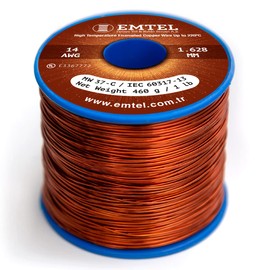 Emtel 14 AWG - 1 lb (80 feet) 99.9% Pure Copper Wire, Enameled Magnetic Wire for Motor, Transformer, Magnetic Coil, & Electroculture Gardening, Winding Magnet Wire - 220°C (428°F) Thermal Class