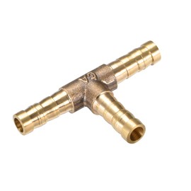 TOP-VIGOR 2Pcs 6mm Brass Barb Splicer Fitting, 3 Ways T-Shaped Fuel Hose Barbed Connector, Garden Tube Barbed Splitter Fitting for Water Fuel Gas Air Oil