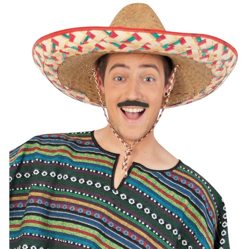 KarnevalsTeufel.de Sombrero Size 58 cm Colourful Mexican Mexican Hat Poncho