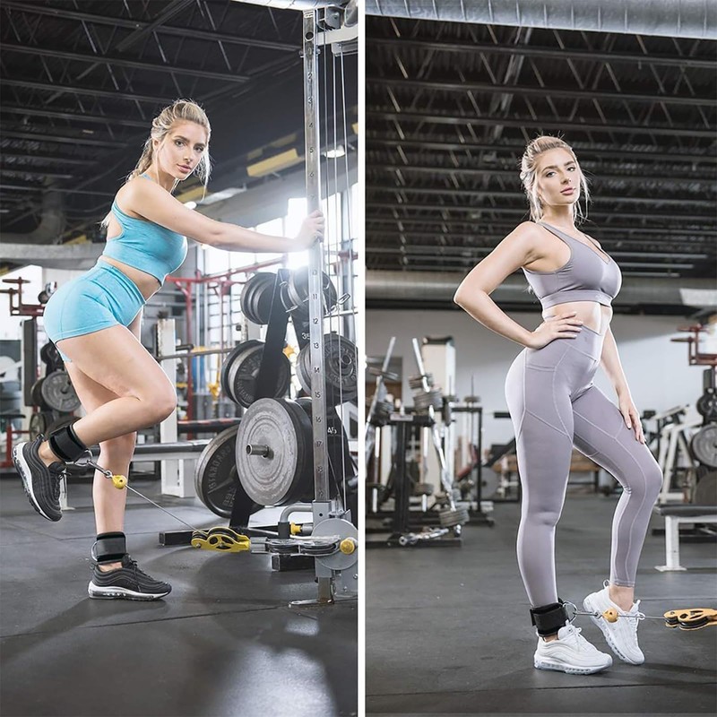 KIPTVO Ankle Strap, Black Cable Machines Ankle Strap Double D-Ring