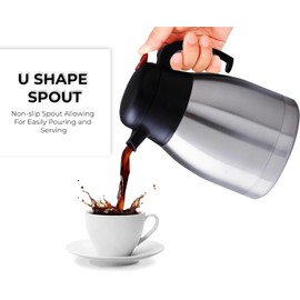 Home Hacks Thermal Coffee Dispenser – Stainless Steel Flask – Hot & Cold Tea Coffee Insulated Dispenser Air Pot with Push Button, Double Walled Vacuum Pump Flask with Stay Cool Handle (1.5 litres)