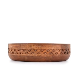 Mahasu Salad Bowl Round Shape Mango Wood Serving Bowl for Vegetables, Fruits, or Salads and Vegetables,Wooden Mixing Bowl (25.4cmx 25.4cmx 6.35cm)